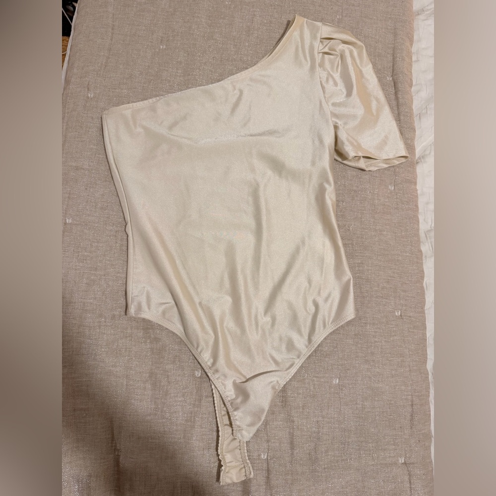 Elegant Cream One-Shoulder Bodysuit